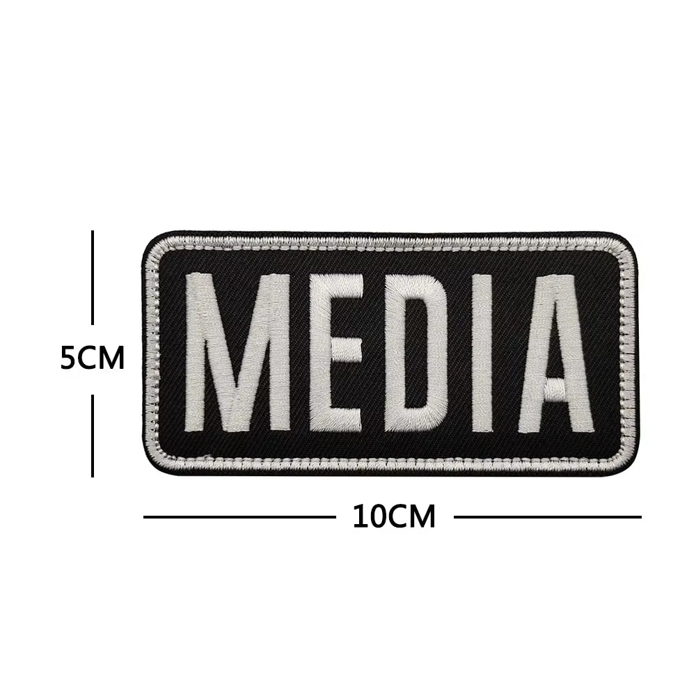 Large Size MEDIA Tactical Vest Hook&Loop Patches for Clothing Media Morale Badges Embroidery Patches Backpack Decoration Sticker