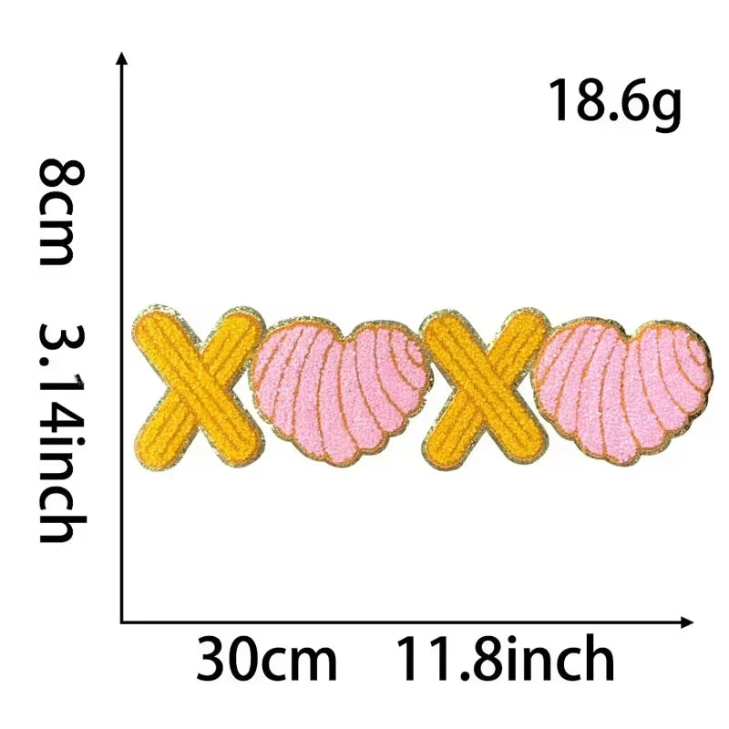 Super Size "LOVE" "OXOX" Ironing Patch Valentine'S Day Patches with Gold Edge Accessories Bags Decoration DIY Craft Supplies
