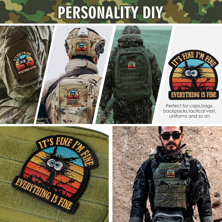 It'S Fine I'M Fine Everything Is Fine Patch, Embroidered Hook and Loop Patches, Funny Meme Morale Patch for Backpacks, Dog Harnesses, Army Vests, Gym Bags, Hats, Helmets