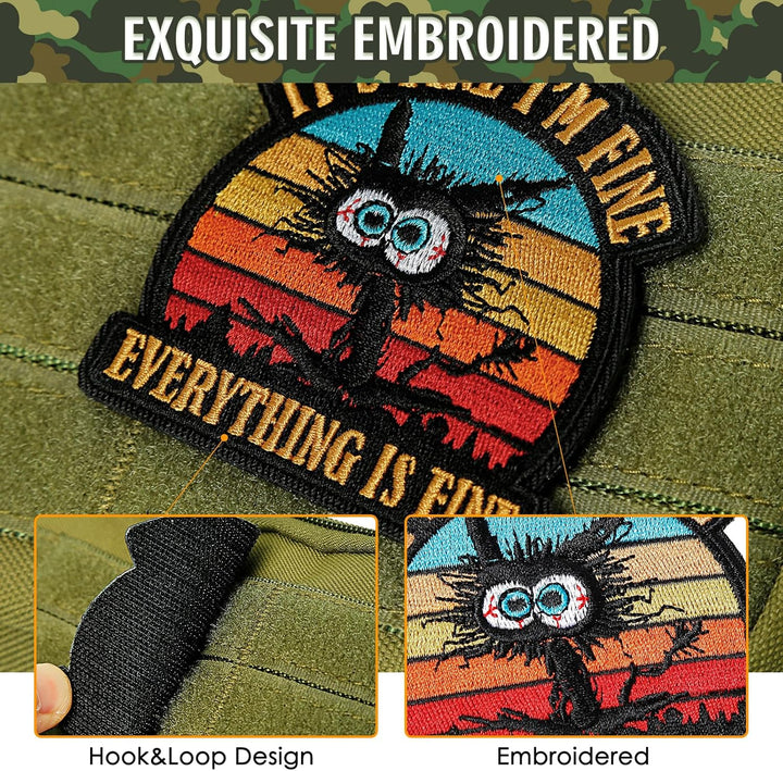 It'S Fine I'M Fine Everything Is Fine Patch, Embroidered Hook and Loop Patches, Funny Meme Morale Patch for Backpacks, Dog Harnesses, Army Vests, Gym Bags, Hats, Helmets