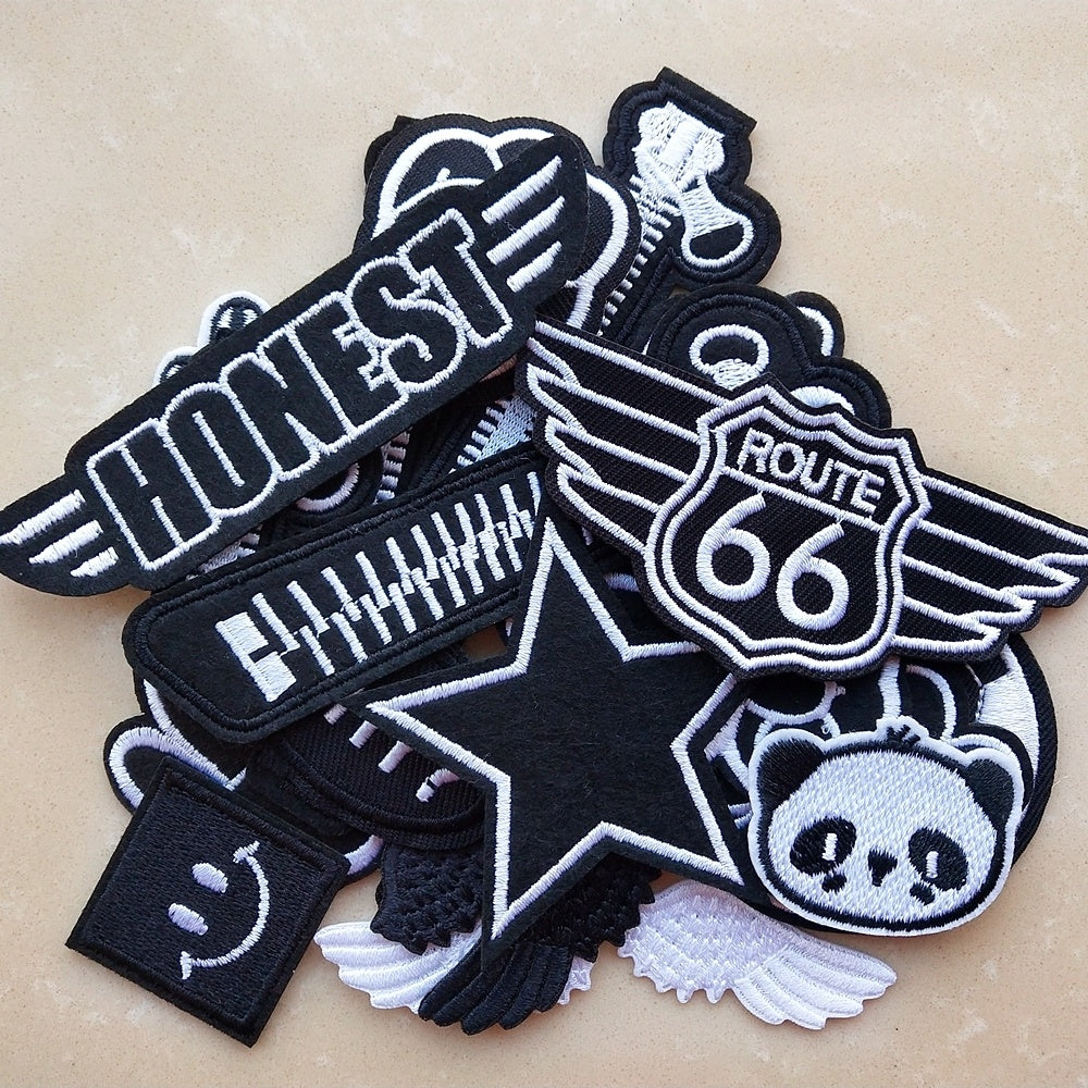Black And White Embroidery Camera Panda Clothes Decorative Patches