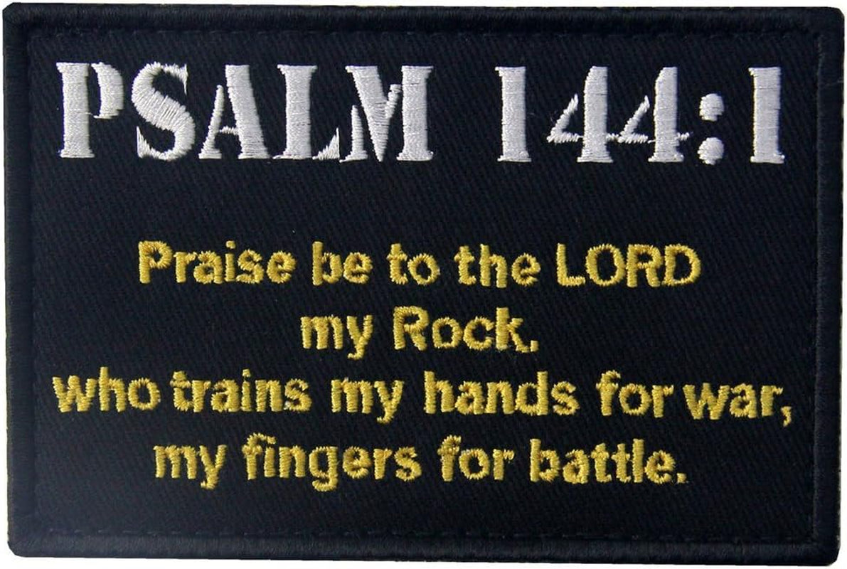 Tactical Psalm 144:1 BNW Patch Combat Badge Morale Applique Embroidered Fastener Hook & Loop Emblem