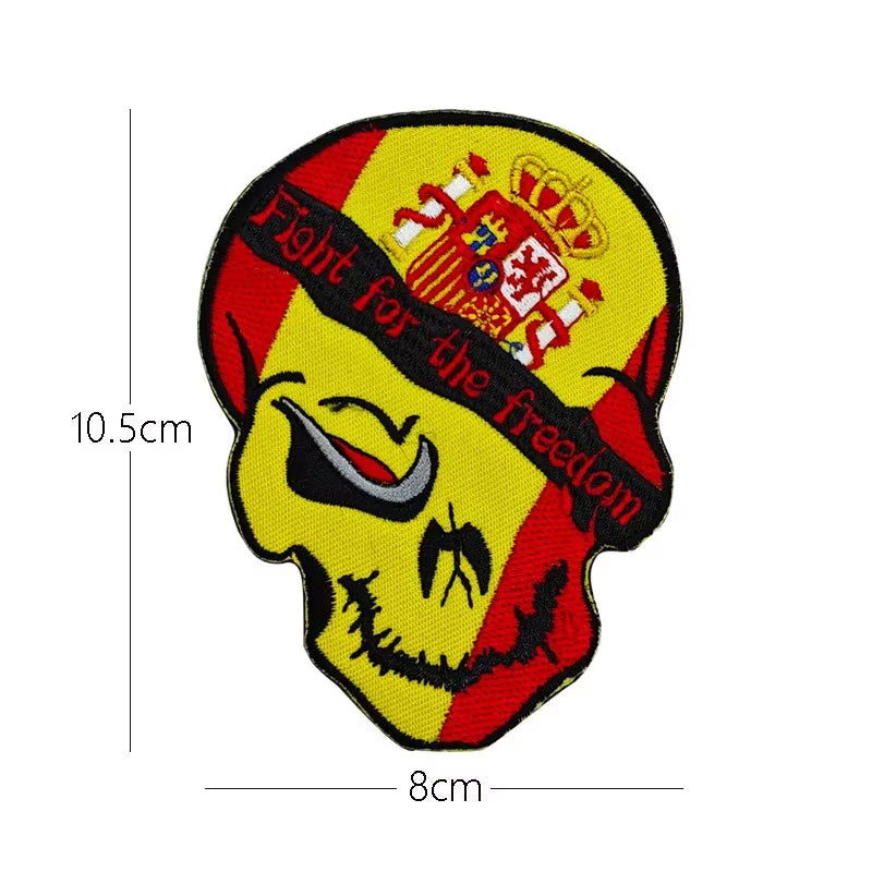 Quality Spain Flag Badge Hook Embroidered Military Cool Hat Patches Spanish Backpack Magic Sticker Cloth Shoulder Bag Applique