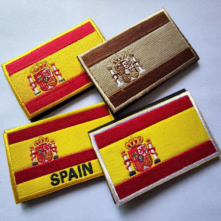 Quality Spain Flag Badge Hook Embroidered Military Cool Hat Patches Spanish Backpack Magic Sticker Cloth Shoulder Bag Applique