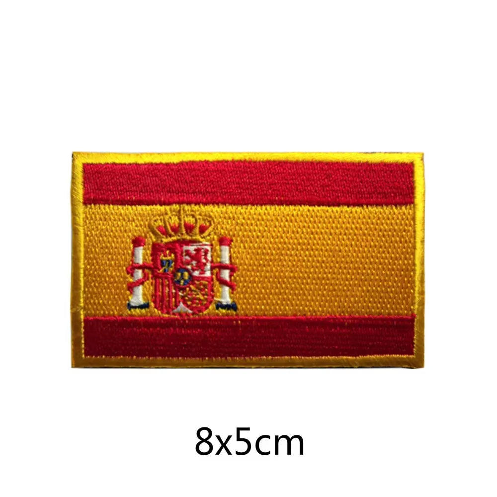 Quality Spain Flag Badge Hook Embroidered Military Cool Hat Patches Spanish Backpack Magic Sticker Cloth Shoulder Bag Applique