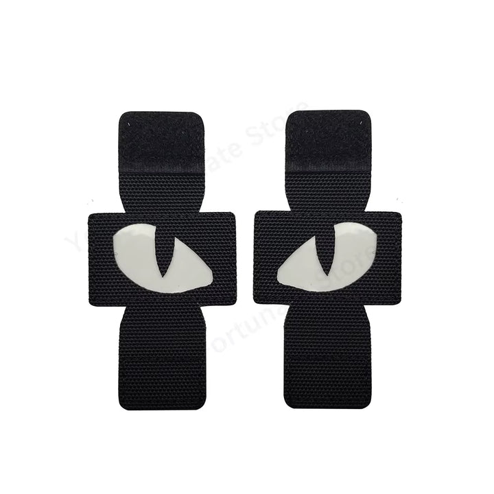 1 Pair Tactical Cat Eyes Patch Military Combat Glow in Dark Tag Applique Badge with Loop Buckle for Helmet Bag Jacket Uniform