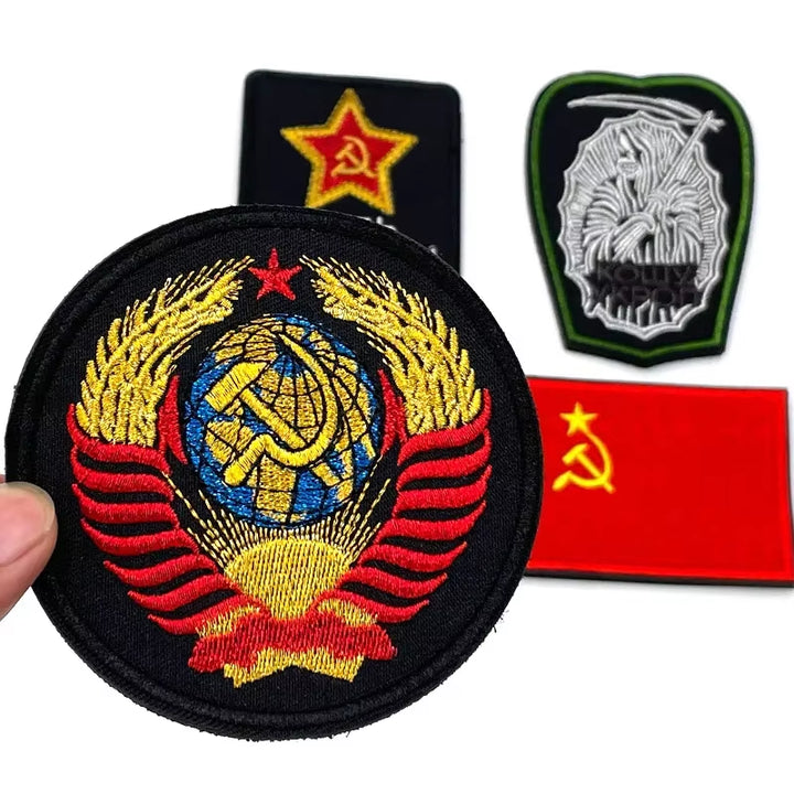 Soviet CCCP Logo Chevrons Embroidered Hook&Loop Patches Russian Tactical Accessories Military Morale Badge Backpack Sticker