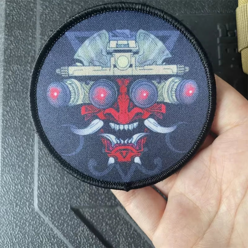 Prajnaparamita Ghost Warrior Tactical Patch Japanese Monster Hook and Loop Armband Cloth Sticker Backpack Patches Military