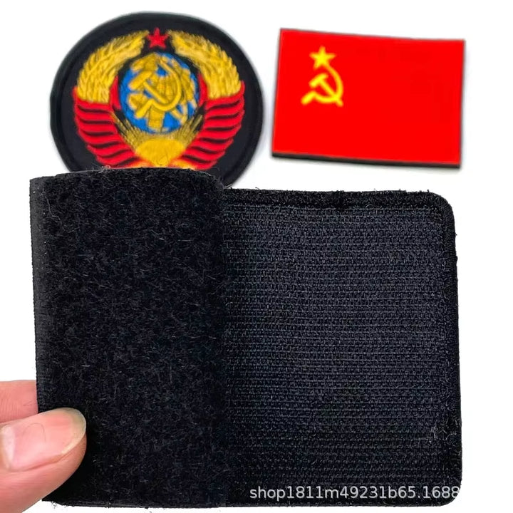 Soviet CCCP Logo Chevrons Embroidered Hook&Loop Patches Russian Tactical Accessories Military Morale Badge Backpack Sticker