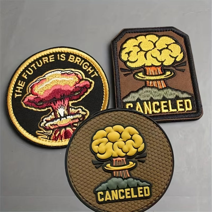 Vintage Nuclear Explosion Patches with Velcros – Retro Military Style, 6.5Cm/2.5In – Perfect for Jackets, Molle Bags, Hats & DIY