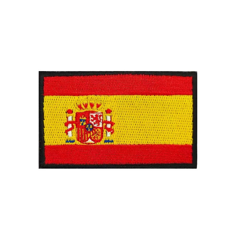 Quality Spain Flag Badge Hook Embroidered Military Cool Hat Patches Spanish Backpack Magic Sticker Cloth Shoulder Bag Applique