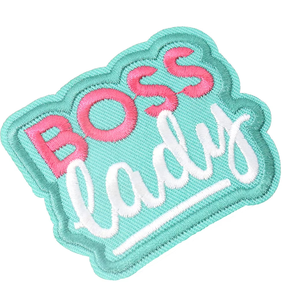 1Pcs Boss Lady English Letters Patch Cloth Stickers Embroidery Appliques Clothing Accessories DIY Badges T-Shirt Sewing Supplies