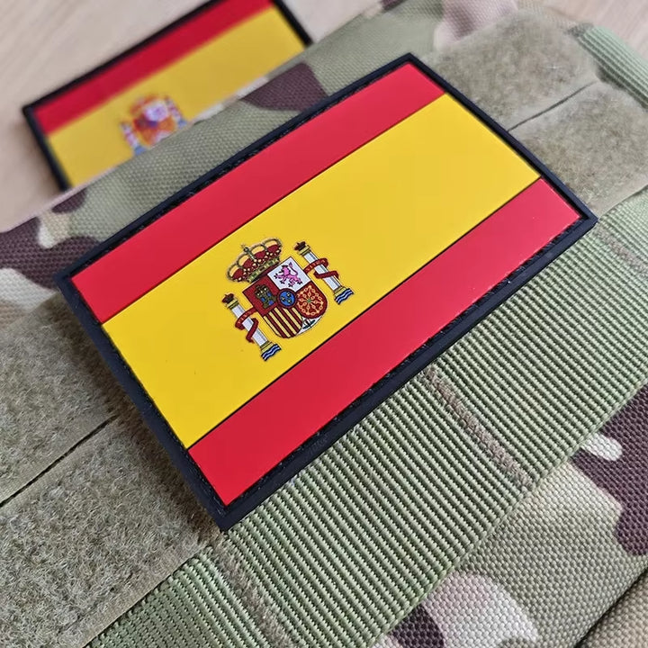 Quality Spain Flag Badge Hook Embroidered Military Cool Hat Patches Spanish Backpack Magic Sticker Cloth Shoulder Bag Applique