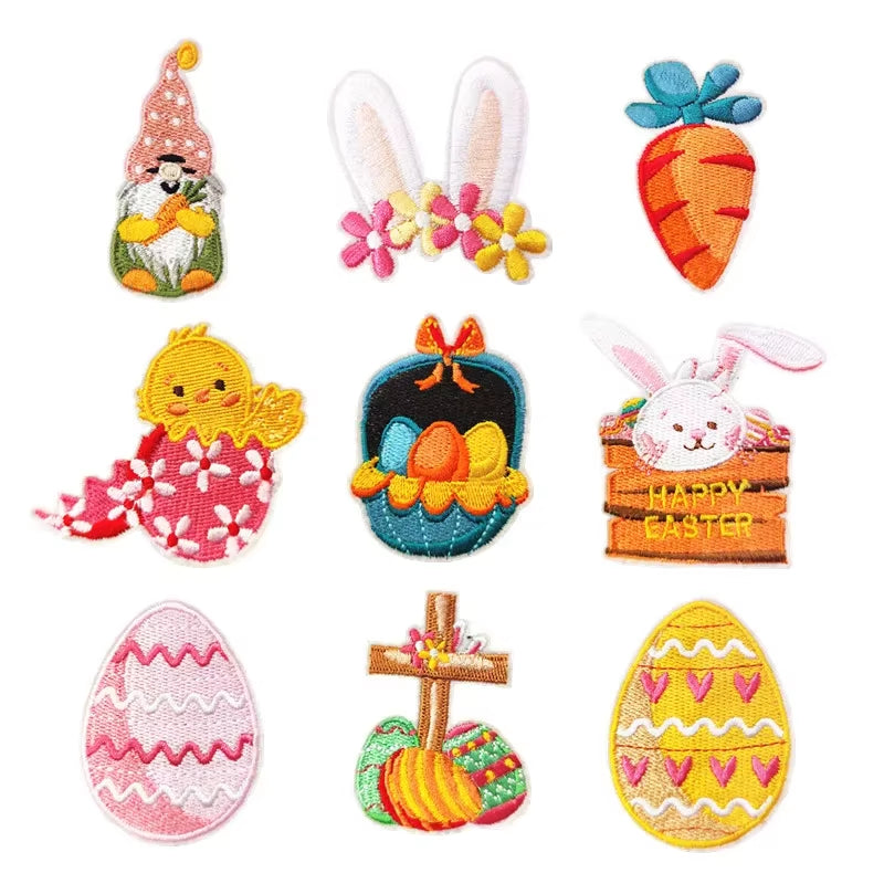 Large Size Easter Ironing Patch Rabbits Spirit Patches for Clothes Applique Embroidery Badges Iron on Jacket DIY Accessories