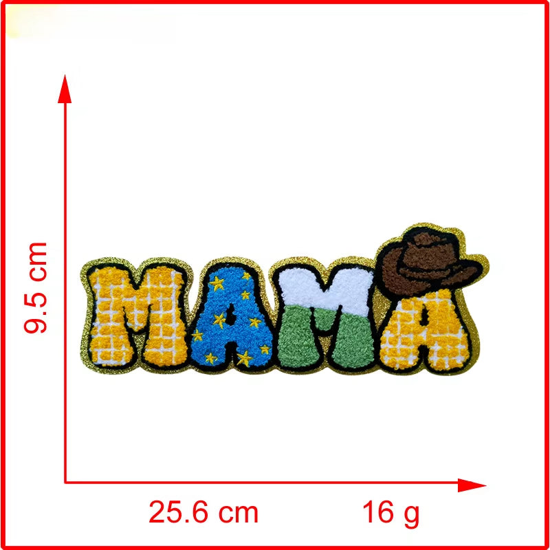 Large Mama Letter Ironing Patch Embroidery Patch Iron on for Clothing Mother'S Day Decorations Patches for Clothes Stickers DIY