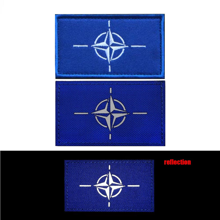 High-quality NATO emblem patch designed for military uniforms and accessories