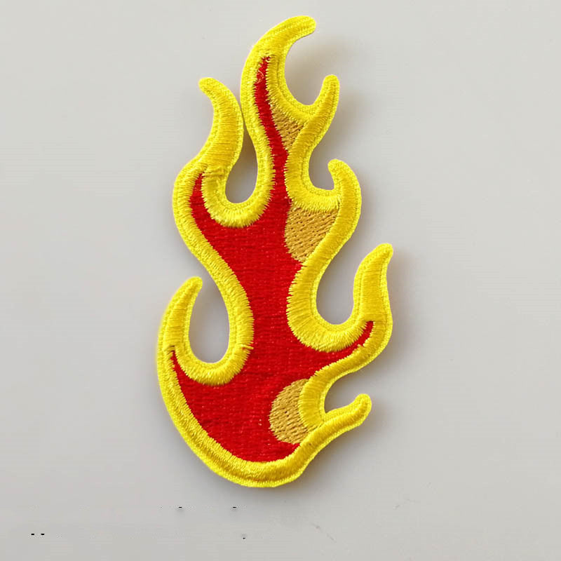 Flame Embroidery Adhesive Back Epaulette Badge Clothing Clothes Patches