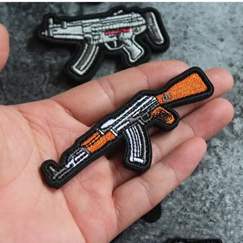 Q-Version 81-1 Mini Rifle Weapon Morale Badge Embroidered Klett Patches Military Tactical AK 98K Armband Backpack Sticker