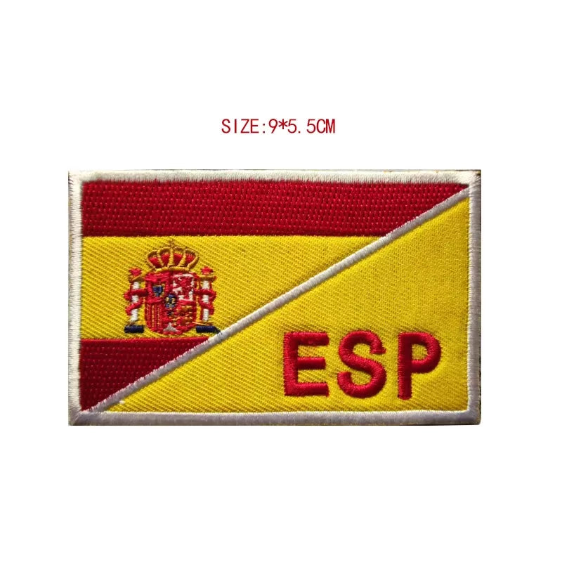 Quality Spain Flag Badge Hook Embroidered Military Cool Hat Patches Spanish Backpack Magic Sticker Cloth Shoulder Bag Applique