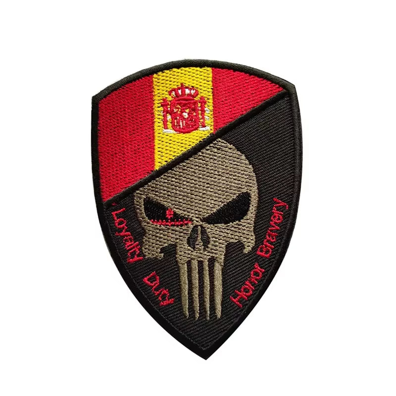 Quality Spain Flag Badge Hook Embroidered Military Cool Hat Patches Spanish Backpack Magic Sticker Cloth Shoulder Bag Applique