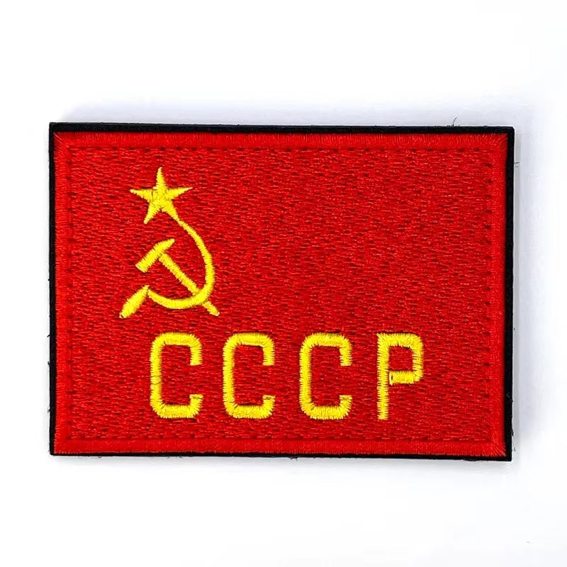 Soviet CCCP Logo Chevrons Embroidered Hook&Loop Patches Russian Tactical Accessories Military Morale Badge Backpack Sticker