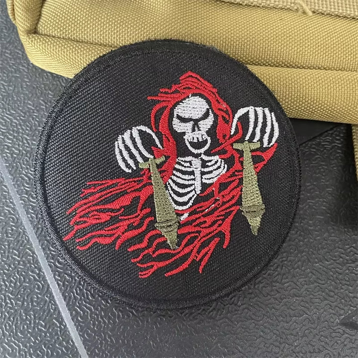 Skull Tactical Patches Mystery Ranch Embroidered Emblem Hook&Loop Patch Skull Head Morale Badge DIY Outdoor Backpack Applique