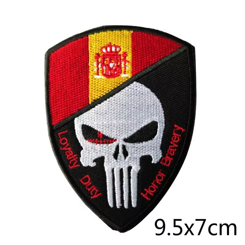 Quality Spain Flag Badge Hook Embroidered Military Cool Hat Patches Spanish Backpack Magic Sticker Cloth Shoulder Bag Applique