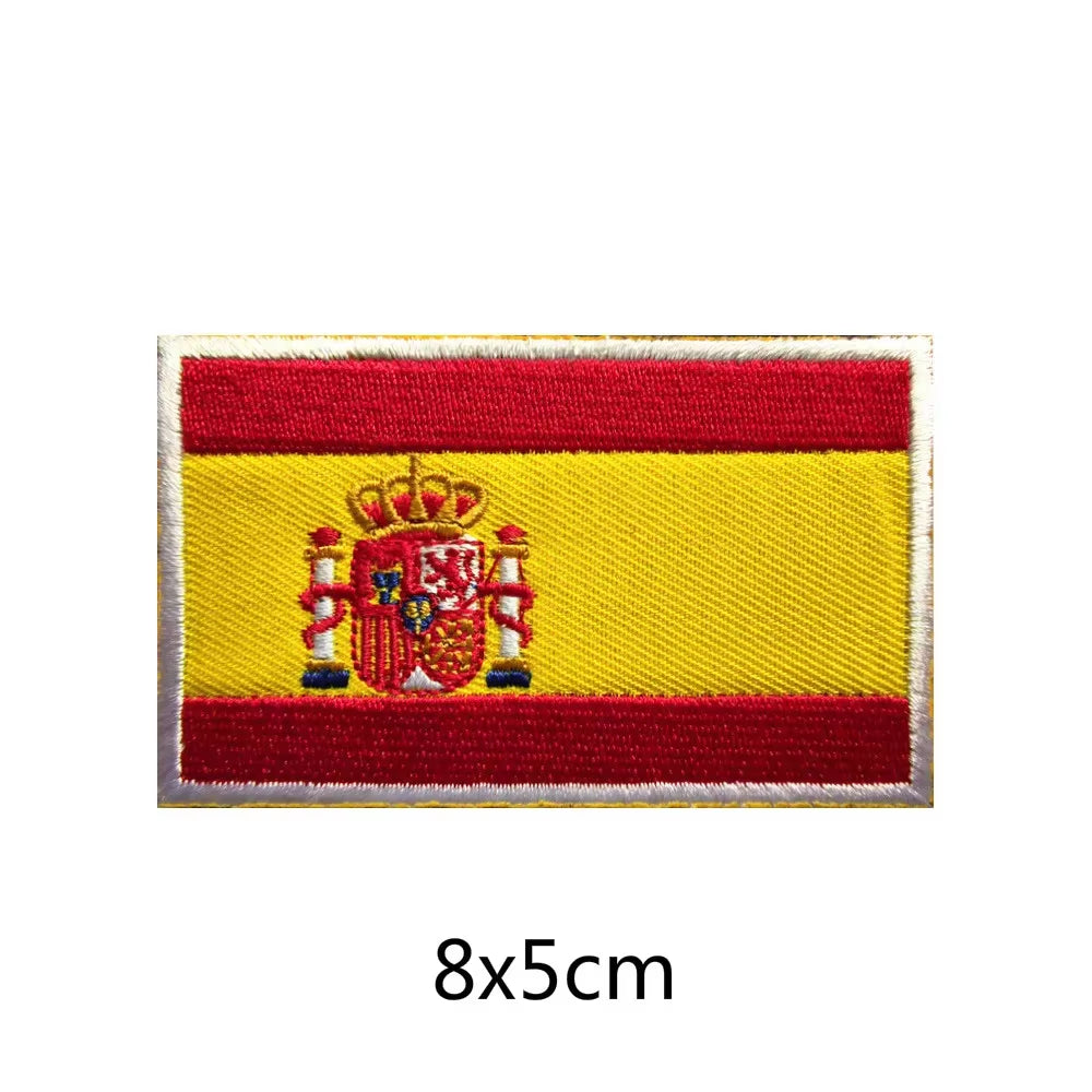 Quality Spain Flag Badge Hook Embroidered Military Cool Hat Patches Spanish Backpack Magic Sticker Cloth Shoulder Bag Applique